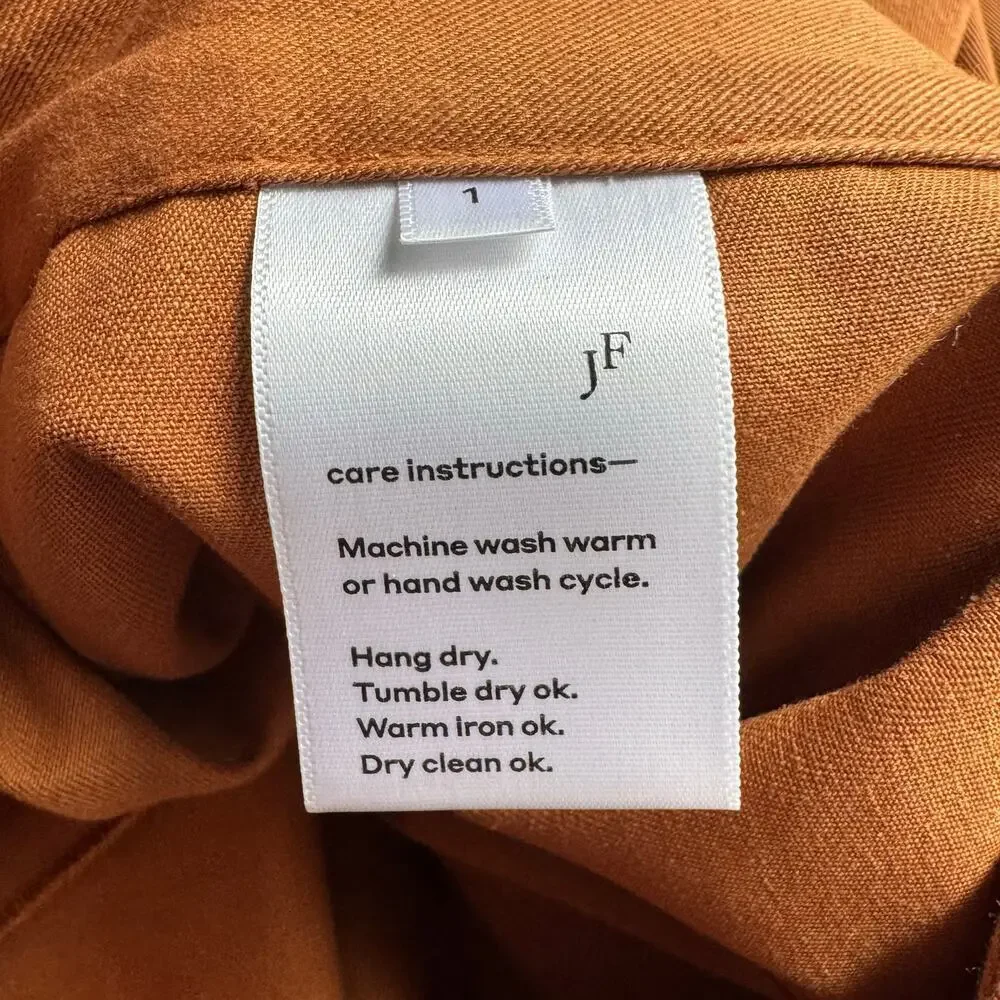 Juliette Fabbri Wide Leg Pleated Cotton Pants Rust Orange Size 1 / Small